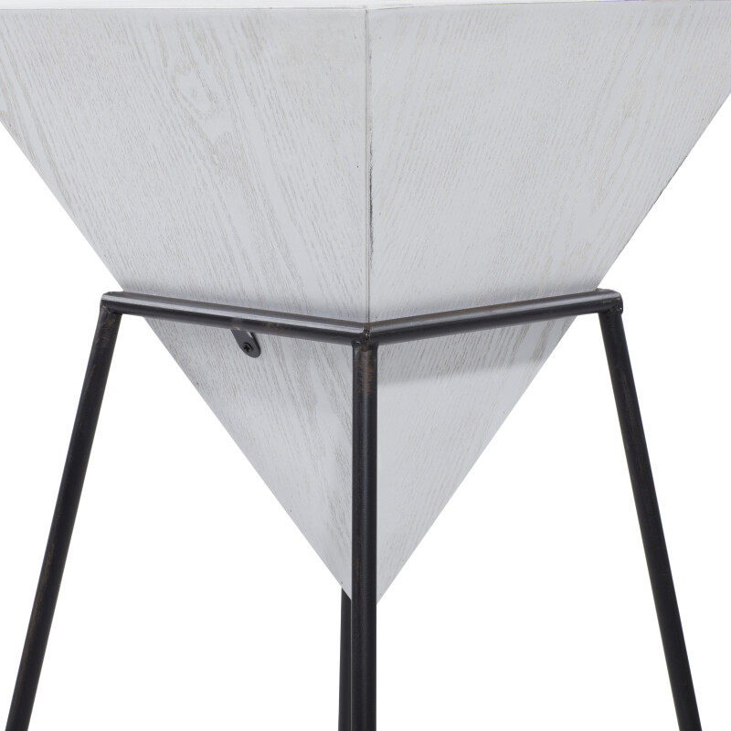 196094681710 White Black White Metal And Wood Modern Accent Table 24 X 14 X 14 24