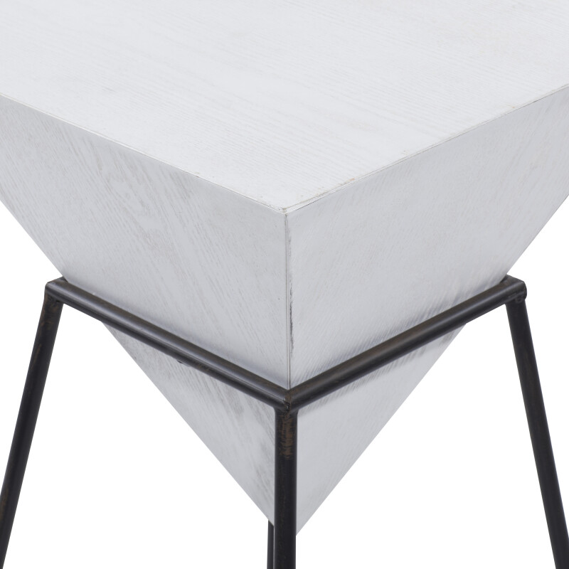 196094681710 White Black White Metal And Wood Modern Accent Table 24 X 14 X 14 25