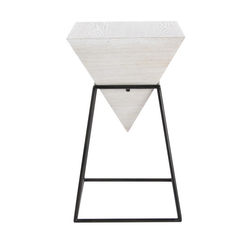 196094681710 White Black White Metal And Wood Modern Accent Table 24 X 14 X 14 9