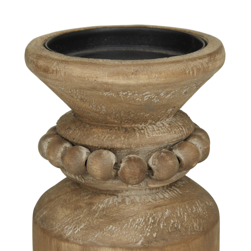 600016 Brown Brown Wood Traditional Candle Holder Set Of 3 10 8 6 H 9