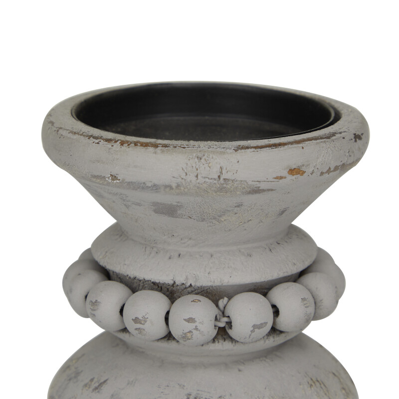 600017 Grey Grey Wood Traditional Candle Holder Set Of 3 9 8 6 H 9