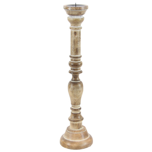 600068 Brown Set Of 3 Brown Wood Traditional Candle Holder 5