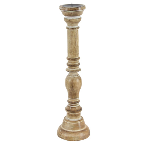 600068 Brown Set Of 3 Brown Wood Traditional Candle Holder 6