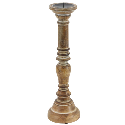 600068 Brown Set Of 3 Brown Wood Traditional Candle Holder 7