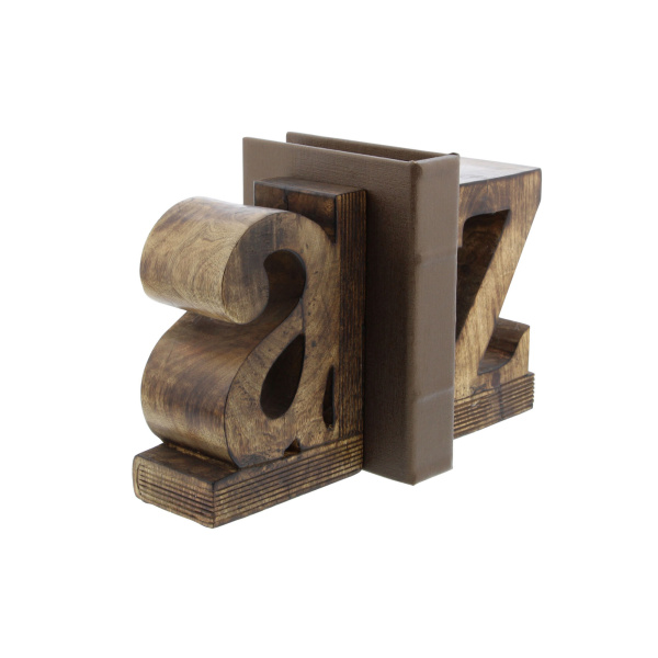 600071 Brown Set Of 2 Brown Wood Traditional A Z Bookends 11