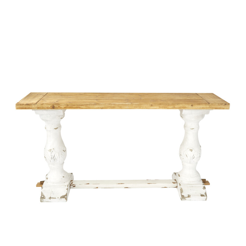 White Vintage Wood Console Table, 29" x 59"