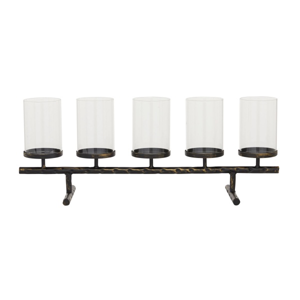 600097 Black Metal And Glass Contemporary Candlestick Holders 4