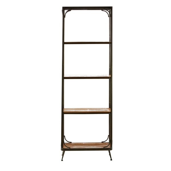 600105 Brown Wood and Metal Industrial Standing Shelves, 71" x 24" x 10"