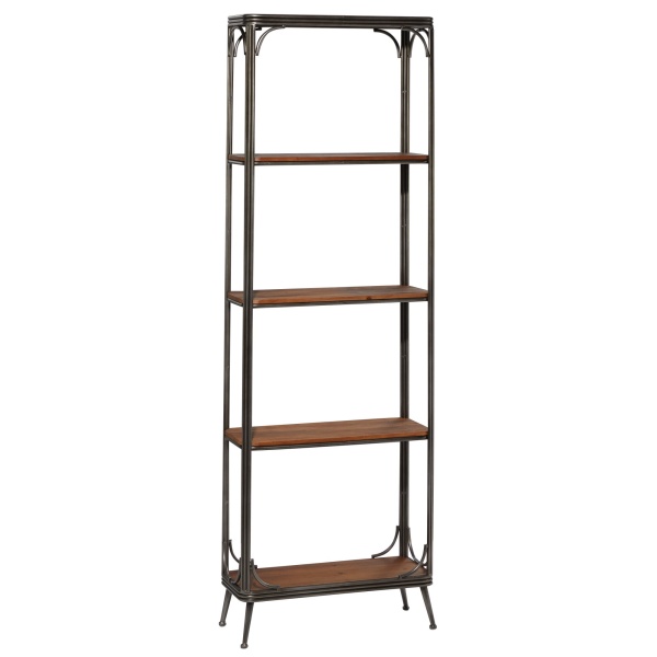 600105 Brown Wood And Metal Industrial Standing Shelves 6