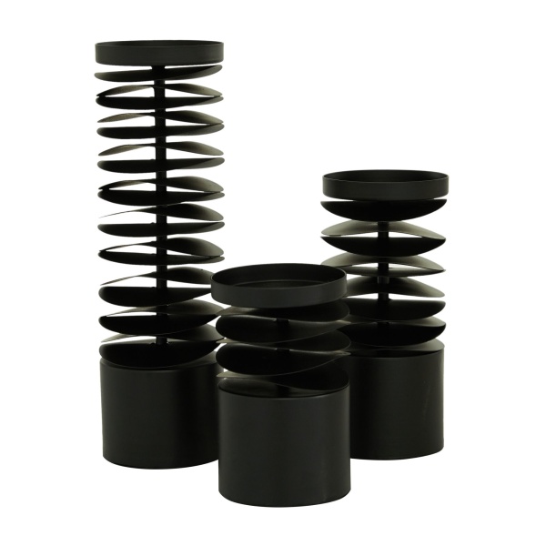 600112 Set Of 3 Black Metal Contemporary Candle Holder 4