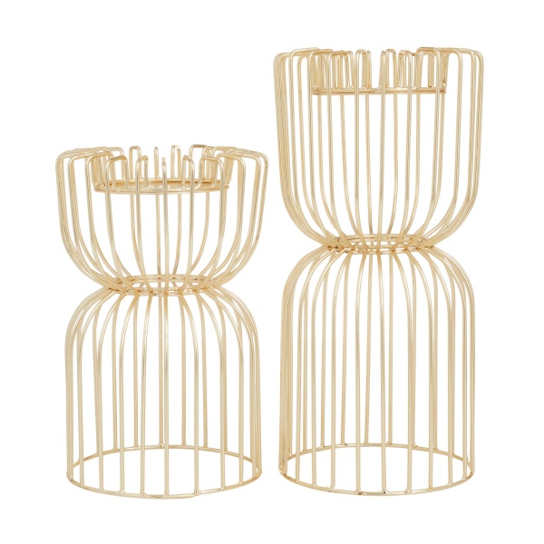 600471 Cosmoliving By Cosmopolitan Gold Metal Glam Candle Holder 2