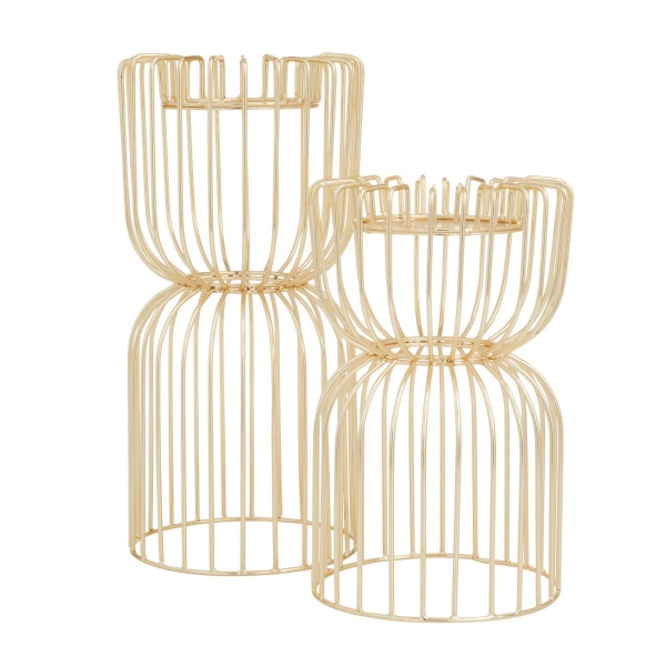 600471 Cosmoliving By Cosmopolitan Gold Metal Glam Candle Holder 6