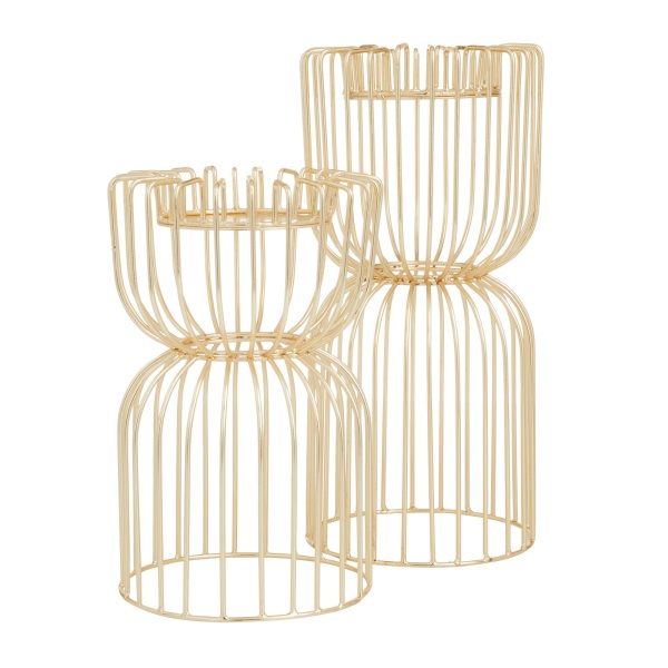 600471 Cosmoliving By Cosmopolitan Gold Metal Glam Candle Holder 7