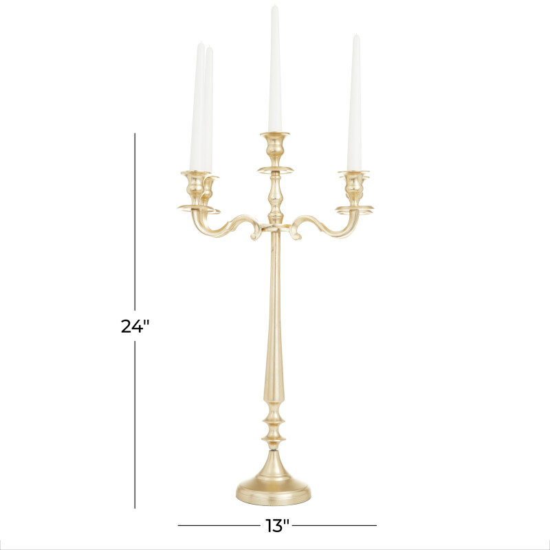 600479 Gold Gold Gold Aluminum Traditional Candelabra 24 X 13 X 13 39