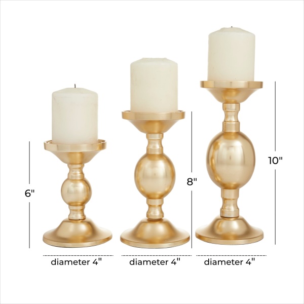 600480 Set Of 3 Gold Aluminum Transitional Candle Holders 1