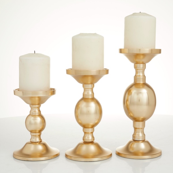 600480 Set Of 3 Gold Aluminum Transitional Candle Holders 2