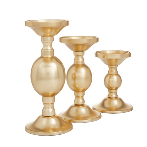 600480 Set Of 3 Gold Aluminum Transitional Candle Holders 6