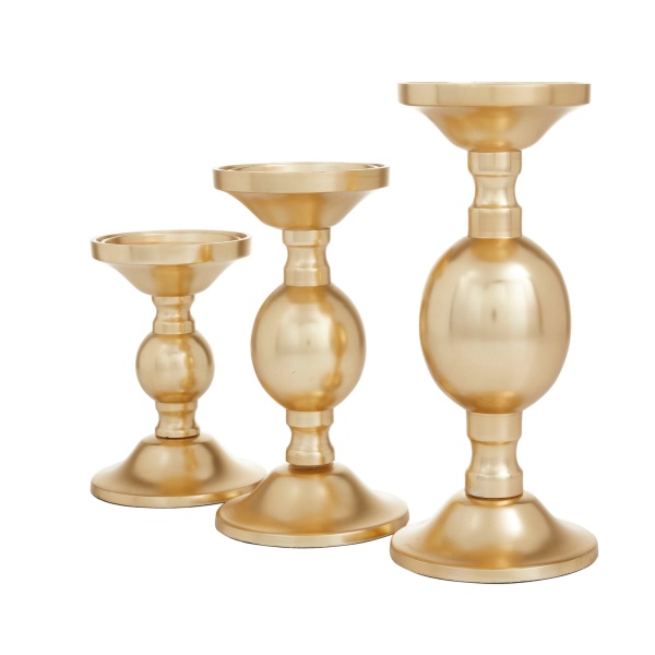 600480 Set Of 3 Gold Aluminum Transitional Candle Holders 7
