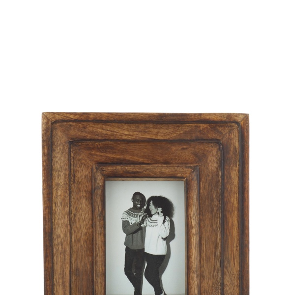600495 Brown White Set Of 2 Brown Wood Vintage Photo Frame 2