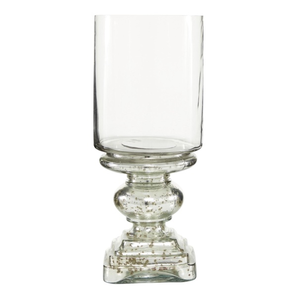 600555 Clear Silver Glass Traditional Candle Holder 3