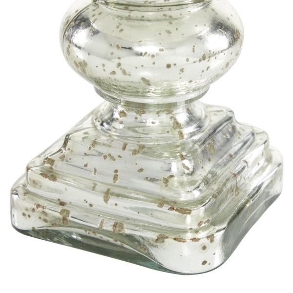 600555 Clear Silver Glass Traditional Candle Holder 4