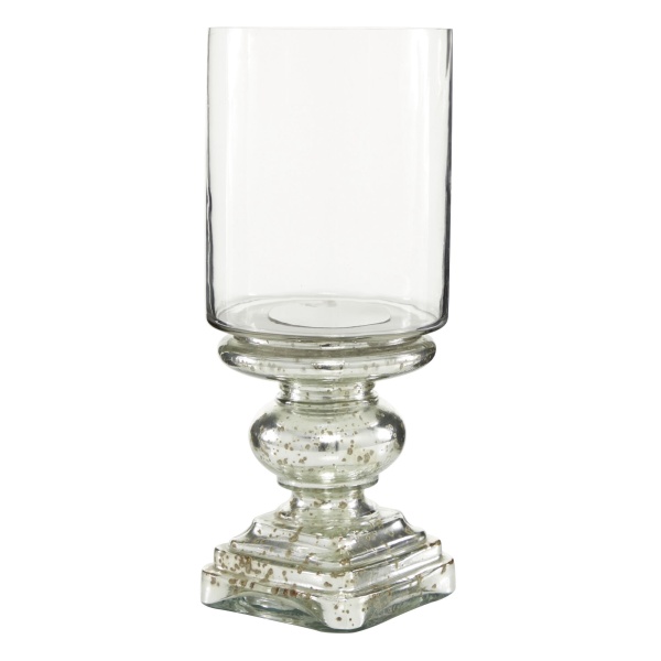 600555 Clear Silver Glass Traditional Candle Holder 5