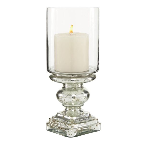 Silver Glass Traditional Candle Holder, 16" x 6" x 6"