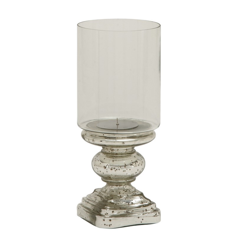 600556 Clear Silver Glass Traditional Candle Holder 1