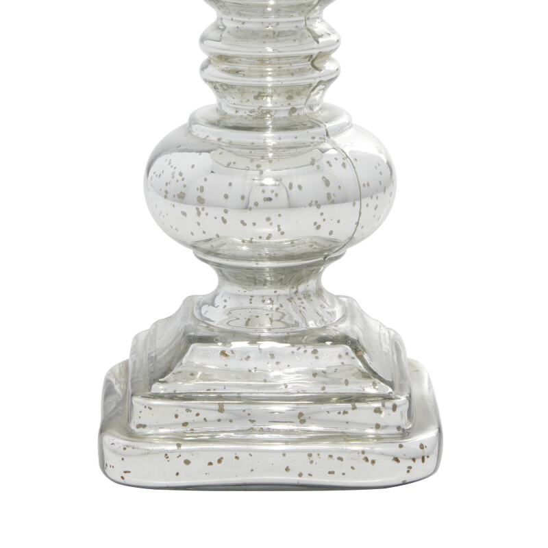 600556 Clear Silver Glass Traditional Candle Holder 3