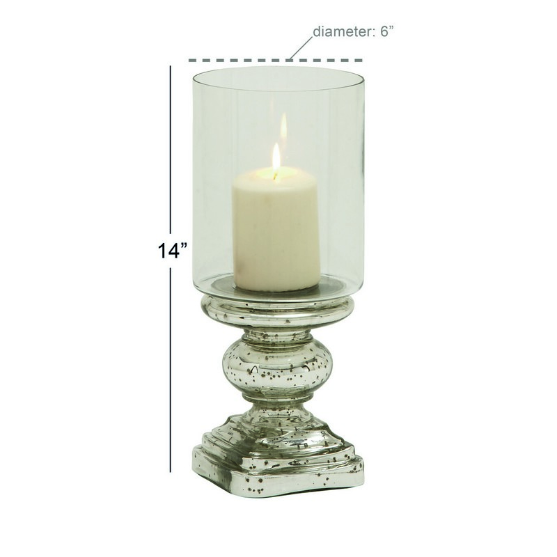 600556 Clear Silver Glass Traditional Candle Holder 4