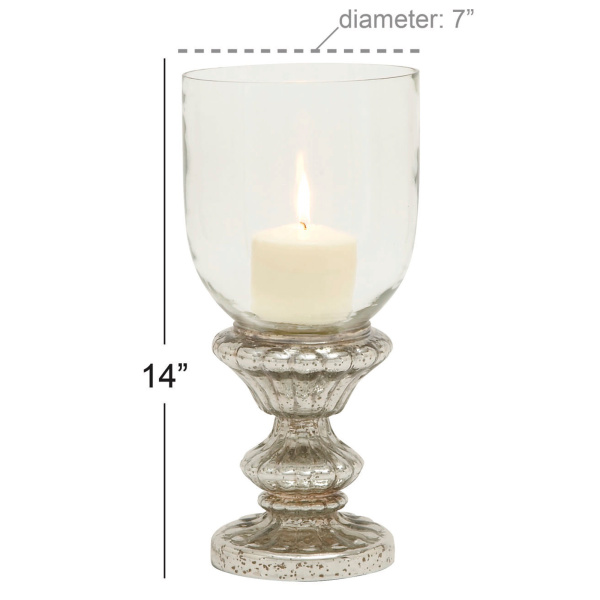 600557 Clear Silver Glass Traditional Candle Holder 1