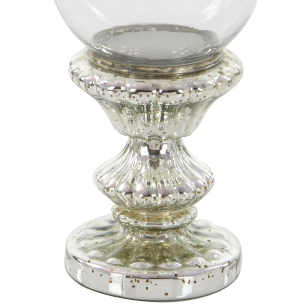 600557 Clear Silver Glass Traditional Candle Holder 4