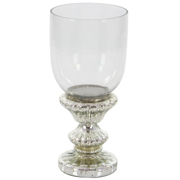 600557 Clear Silver Glass Traditional Candle Holder 5