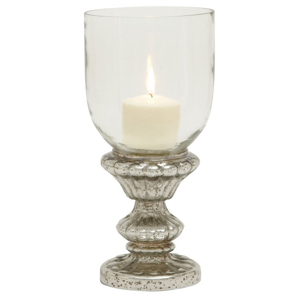 Silver Glass Traditional Candle Holder, 14" x 7" x 7"