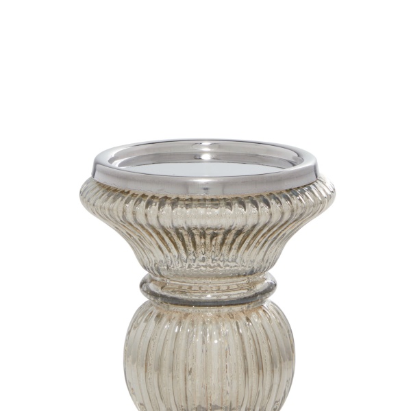 600565 Set Of 3 Clear Glass Traditional Candle Holder 3