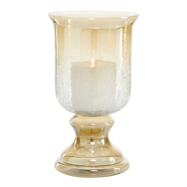 600572 Brown Glass Traditional Candle Holder, 14" x 8" x 8"
