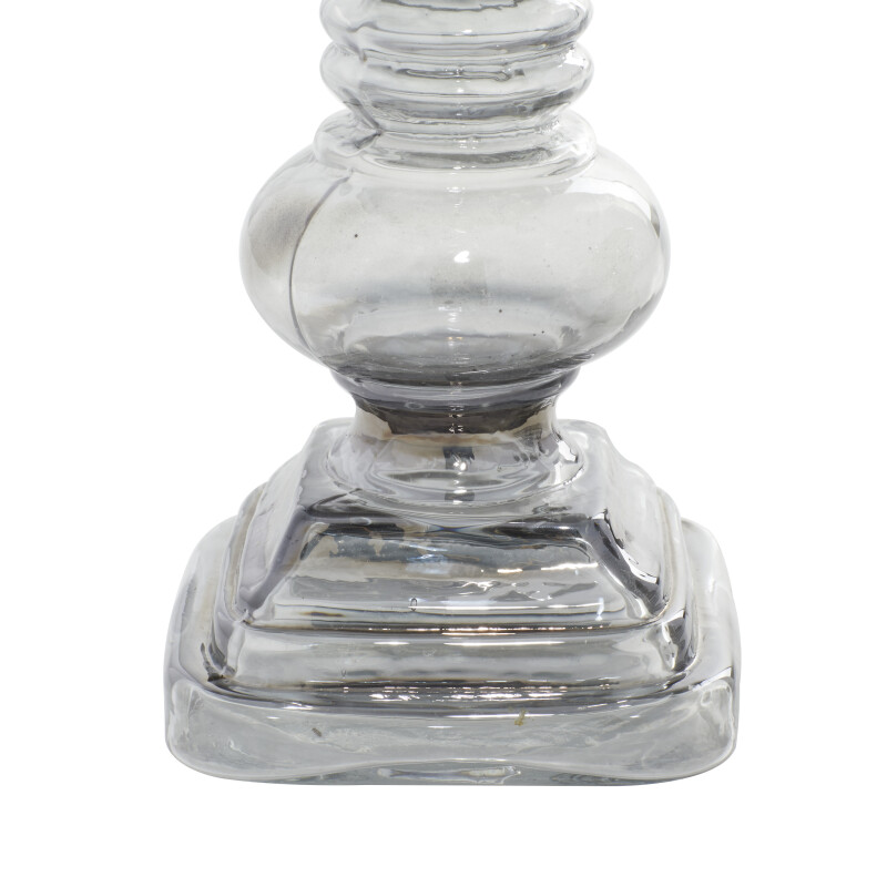 600573 Set Of 2 Clear Glass Traditional Candle Holder 3