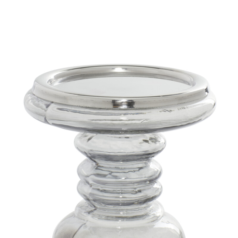 600573 Set Of 2 Clear Glass Traditional Candle Holder 4