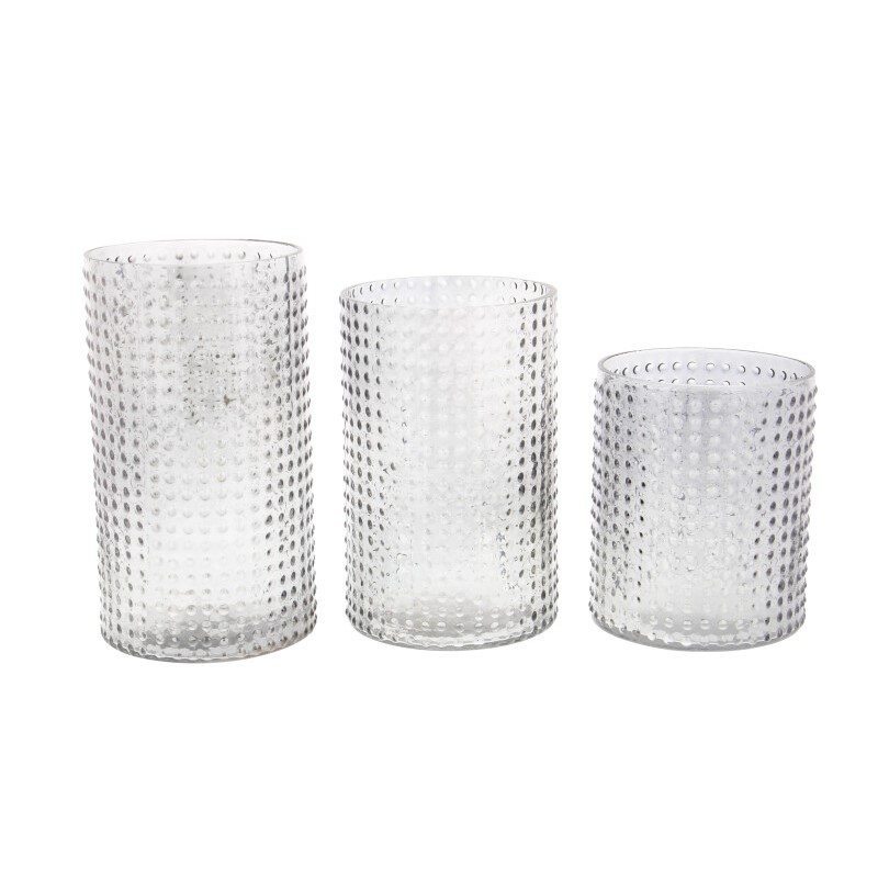 600582 Set Of 3 Clear Glass Traditional Candle Holder 1