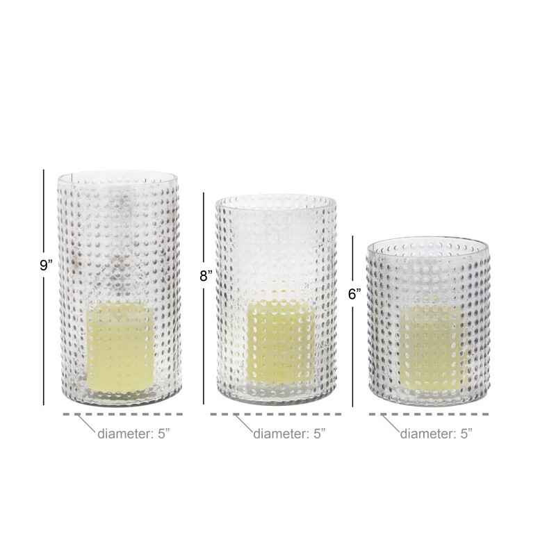 600582 Set Of 3 Clear Glass Traditional Candle Holder 7