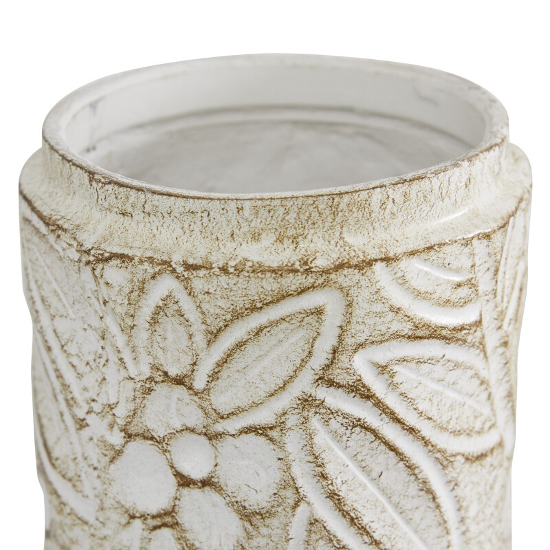 600601 Set Of 2 White Dolomite Farmhouse Decorative Jar 5