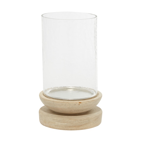 600602 Brown Cream Wood Traditional Candle Holder 4