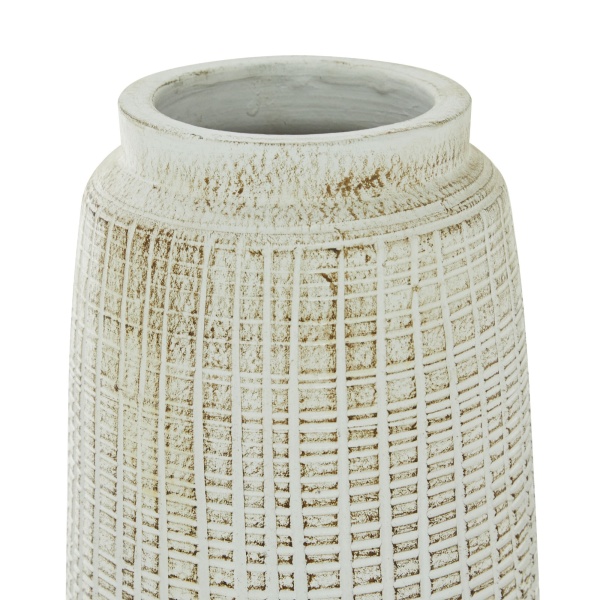 600604 Beige White Terracotta Coastal Style Vase 2