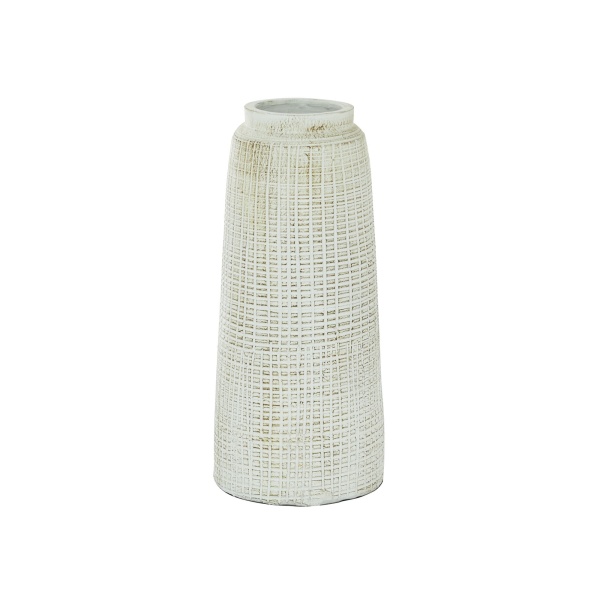 600604 Beige White Terracotta Coastal Style Vase 4