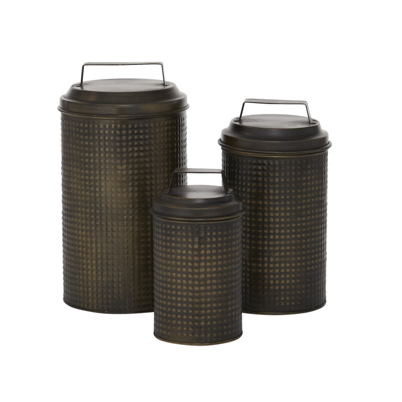 600606 Set Of 3 Black Metal Farmhouse Canisters 7