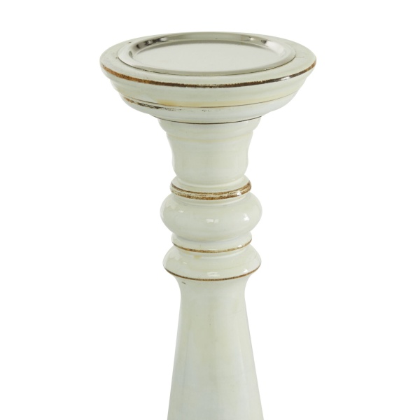 600610 Set Of 3 White Wood Country Cottage Candle Holder 2