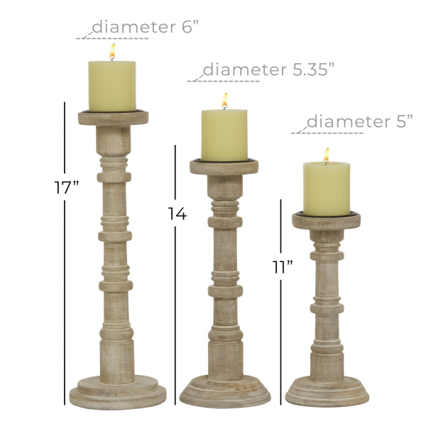 600611 Brown Set Of 3 Brown Metal Country Cottage Candle Holder 1