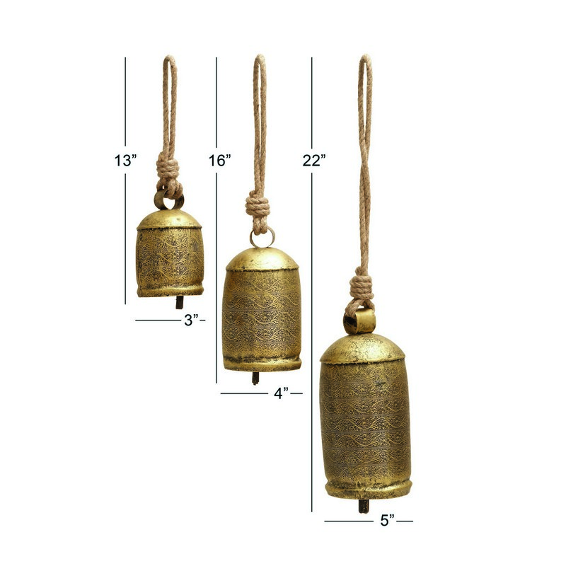 600670 Set Of 3 Bronze Metal Rustic Bell 2