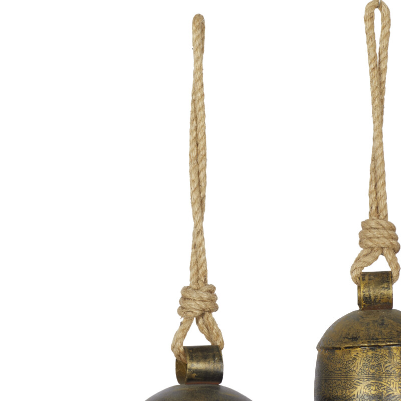 600670 Set Of 3 Bronze Metal Rustic Bell 5