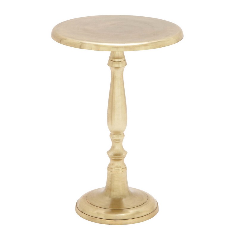600714 Gold Aluminum Traditional Pedestal Table, 22" x 15" x 15"